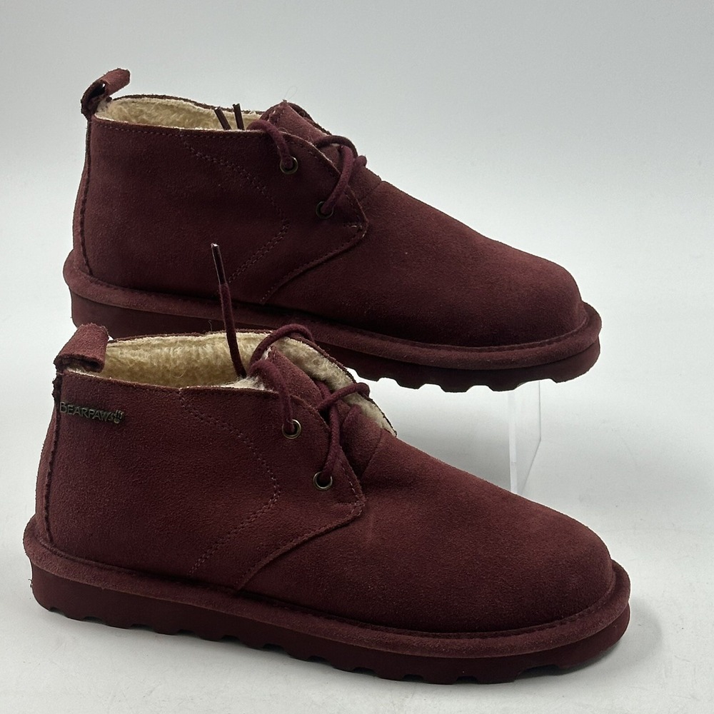 Bearpaw SKYE Women's US 7 - Beet Red Wool Blend Lined Cozy Chukka Boots